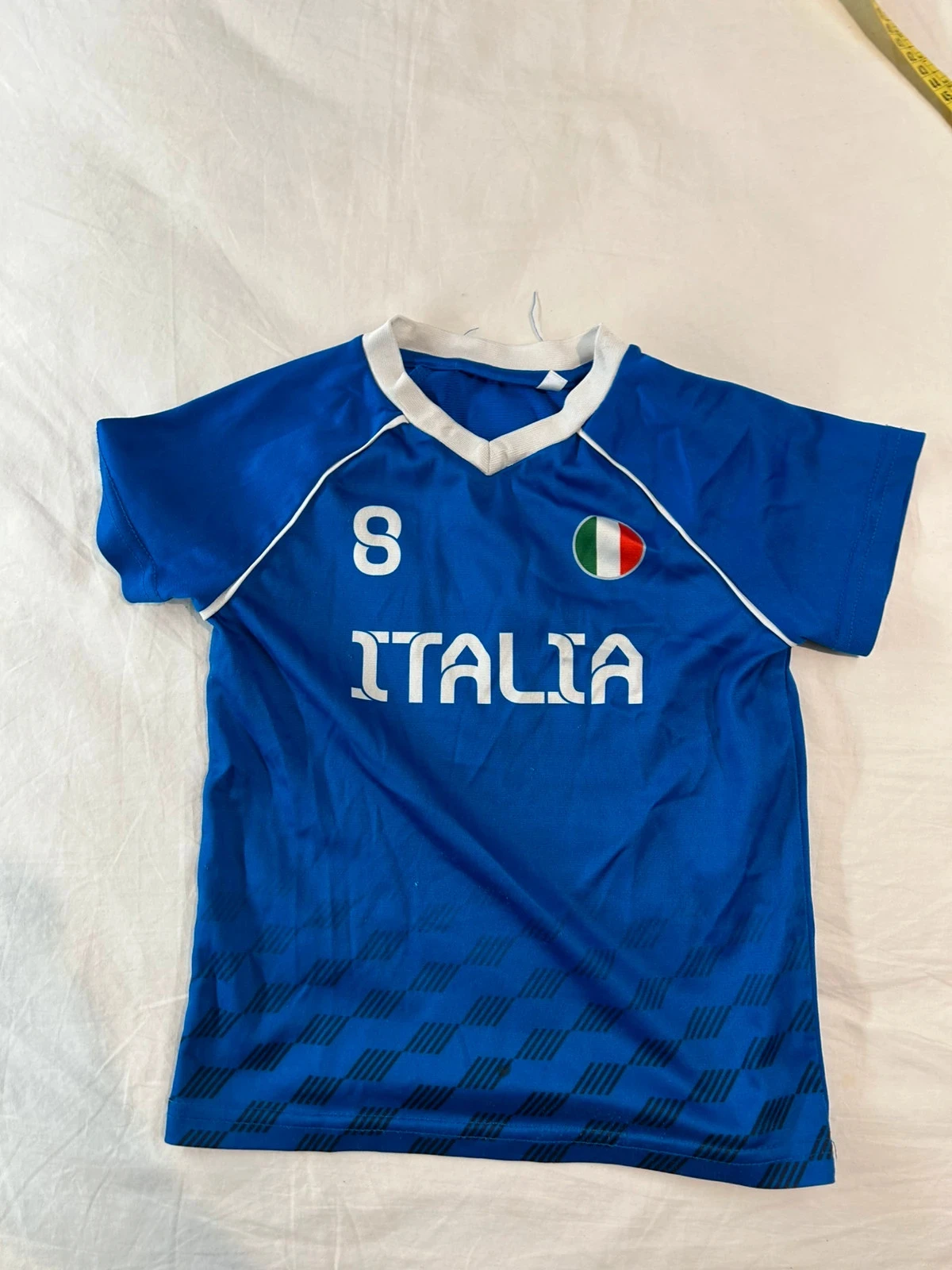 T-shirt maillot bleu de l’Italie floqué numéro 8 taille 6 ans